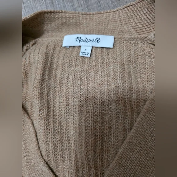MADEWELL Granola Women's Merino Wool Knit Tan Sweater Boho Classy - Picture 2 of 12